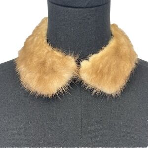 Mid Century Vintage Royal Pastel Natural Mink Fur Collar Necklace Choker Glam